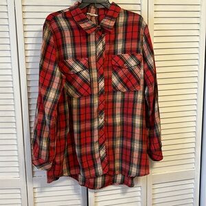 NWOT oversized tunic flannel top with pockets